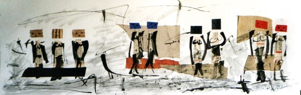 midnight flowers 2003 collage, ink on paper 60 x 20 cm (2)