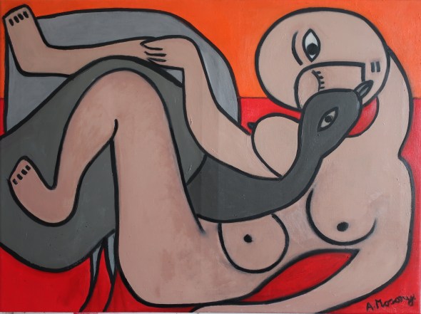 leda &amp; swan 2019 oil 60 x 81 cm (2)